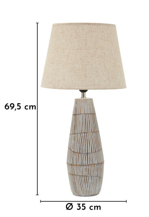 Veioza decorativa din polirasina si metal cu abajur textil bej [6]