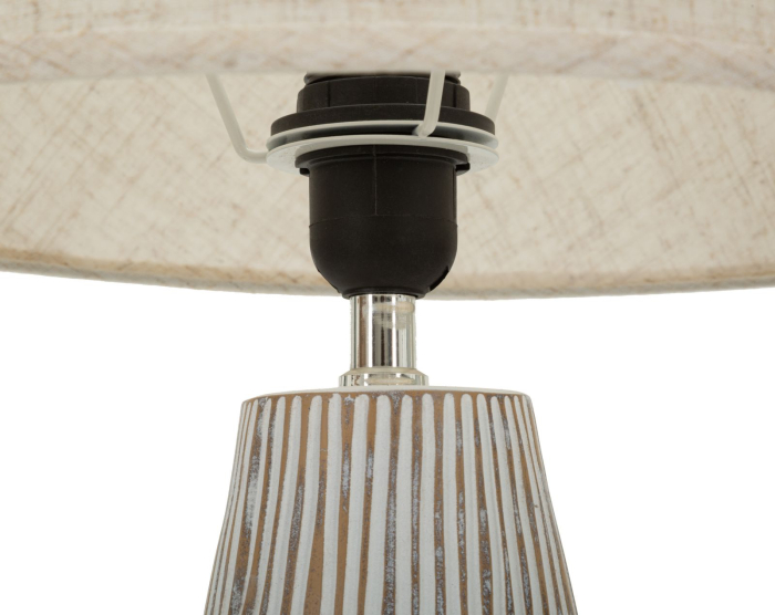 Veioza decorativa din polirasina si metal cu abajur textil bej [3]