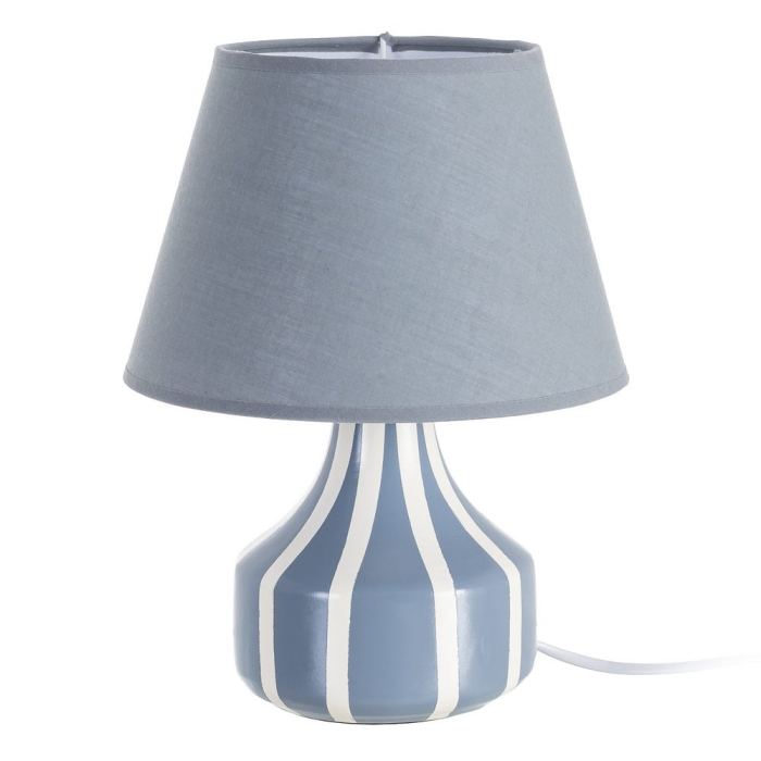 Veioză din ceramică albastră cu abajur textil conic – fotografie produs principal [1]