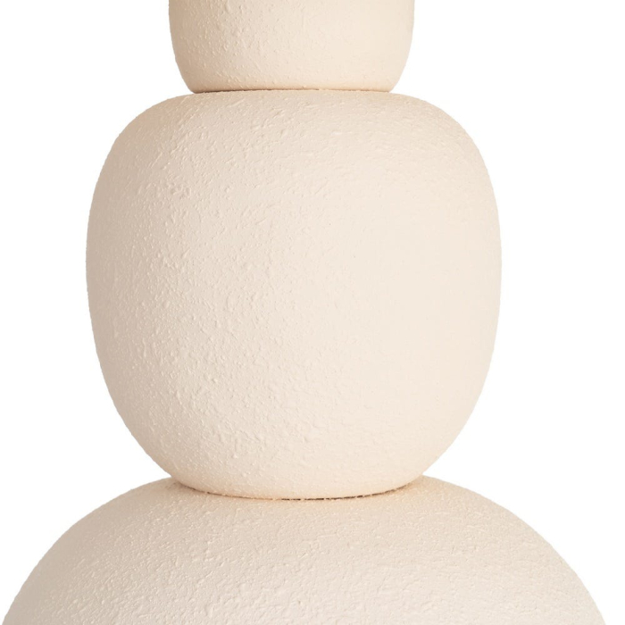 Veioză din ceramică crem cu bază sculpturală și abajur textil [4]