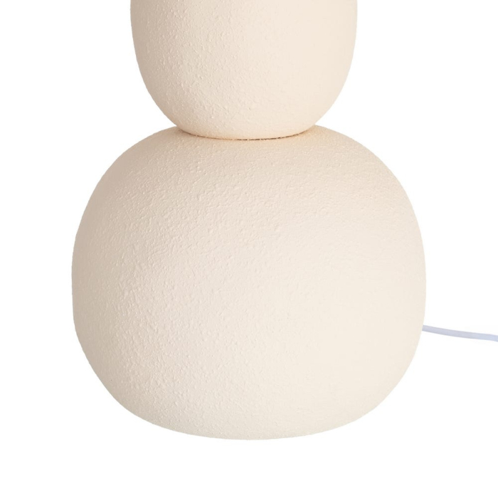 Veioză din ceramică crem cu bază sculpturală și abajur textil [5]