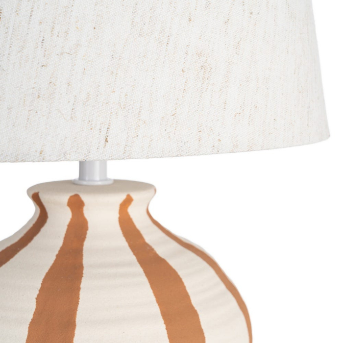 Veioză din ceramică cu dungi decorative și abajur textil [3]