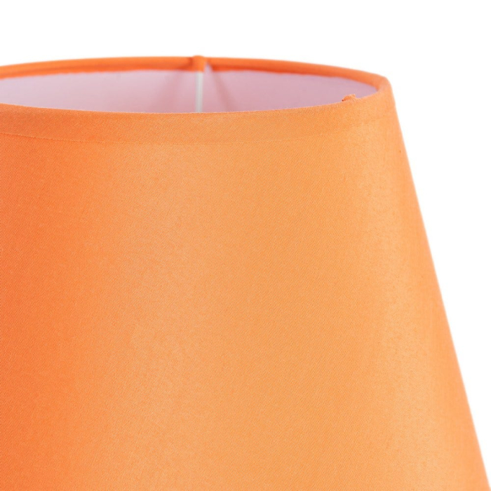 Veioza din ceramică portocalie cu dungi albe și abajur textil conic – imagine principală [2]