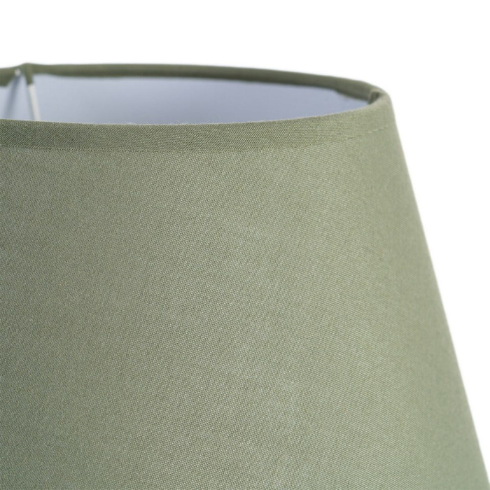 Veioza din ceramică verde cu dungi albe și abajur textil conic – imagine principală [2]