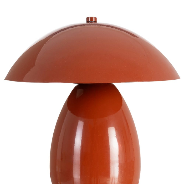Veioză din metal cărămiziu cu bază ovală și abajur în formă de ciupercă – fotografie produs principal [3]