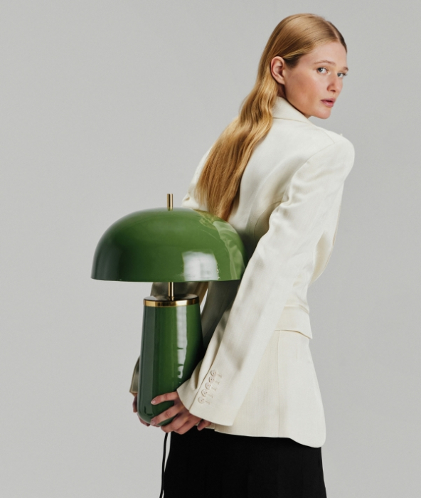 Veioza din metal verde cu finisaj lucios si design geometric Arosa [5]