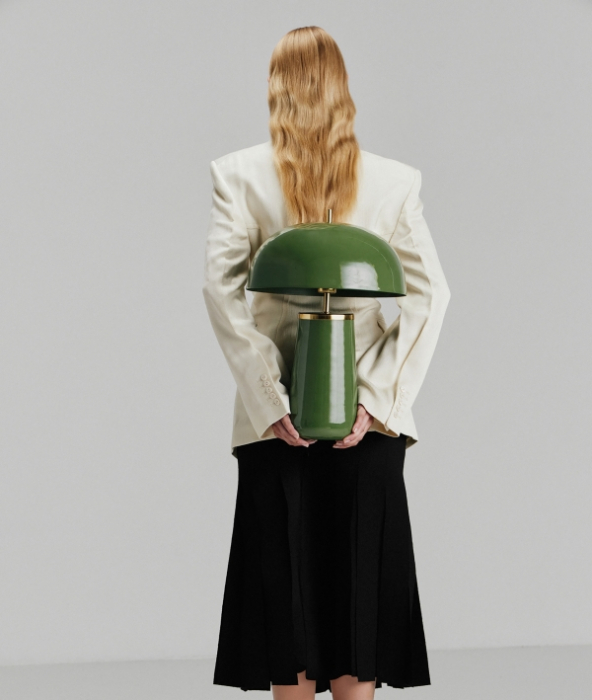 Veioza din metal verde cu finisaj lucios si design geometric Arosa [4]