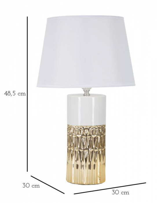 Veioza Glam Elegant, ceramica textil, auriu alb - CreativDeco.ro [5]