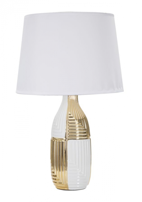 Veioza Glam Line, ceramica/metal/textil, auriu/alb, Mauro Ferretti [1]