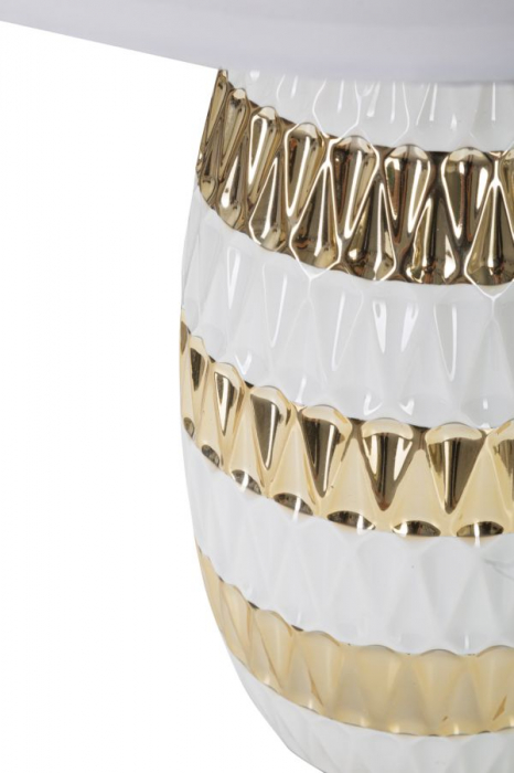 Veioza Glam Mix, ceramica/metal/textil, auriu/alb, Mauro Ferretti [3]