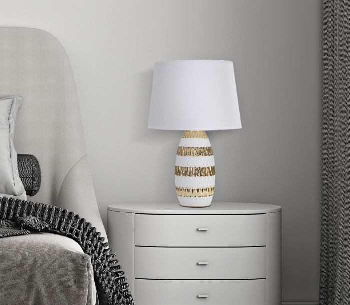Veioza Glam Mix, ceramica/metal/textil, auriu/alb, Mauro Ferretti [5]