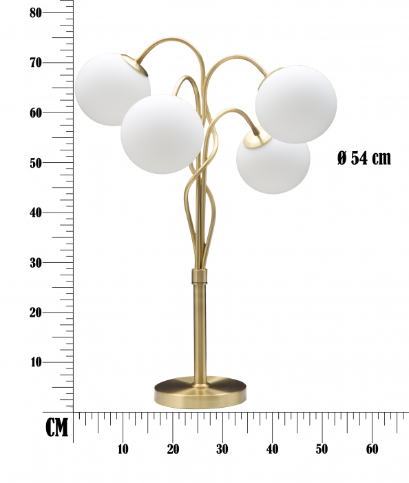 Veioza Glamy 4 lumini, auriu/alb, aluminiu/sticla [8]