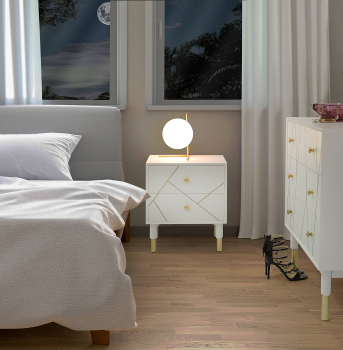 Veioza Glamy Low, auriu alb - CreativDeco.ro [2]