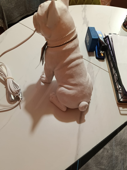 Veioză handmade albă din policompozit în formă de buldog [12]