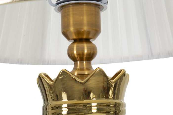 Veioza ceramica alba | Lampa de masa motiv sah CreativDeco [3]