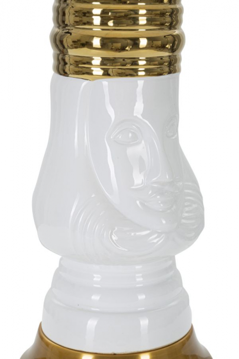 Veioza ceramica alba | Lampa de masa motiv sah CreativDeco [2]