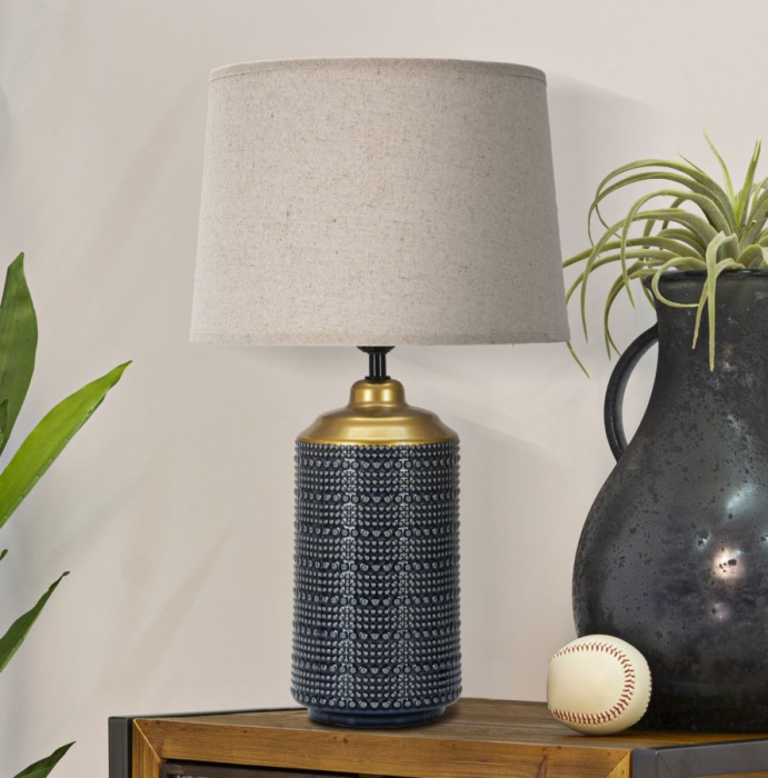 Veioza Point Dark, negru/auriu/bej, ceramica/metal/textil, Mauro Ferretti [5]