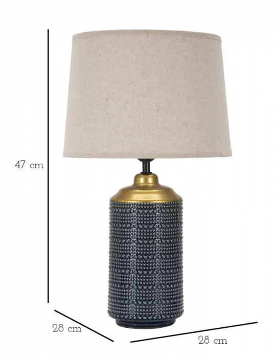 Veioza Point Dark, negru/auriu/bej, ceramica/metal/textil, Mauro Ferretti [6]