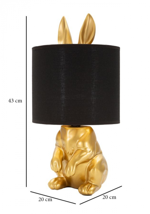 Veioza Rabbit, rasina, auriu negru [3]