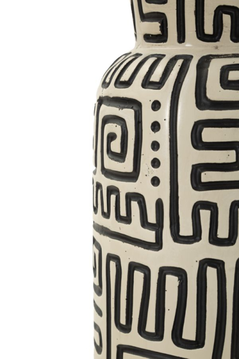 Veioza tip lampadar decorativ din polirasina si metal cu abajur textil bej [4]