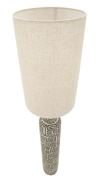 Veioza tip lampadar decorativ din polirasina si metal cu abajur textil bej [2]