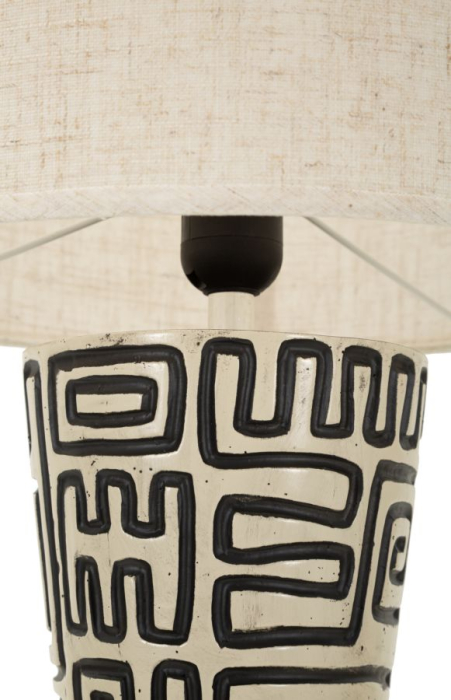 Veioza tip lampadar decorativ din polirasina si metal cu abajur textil bej [3]