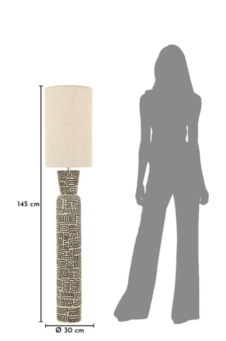 Veioza tip lampadar decorativ din polirasina si metal cu abajur textil bej [6]