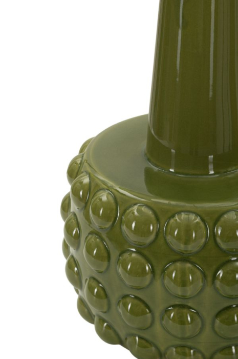 Veioză verde bază texturată buline abajur alb [5]