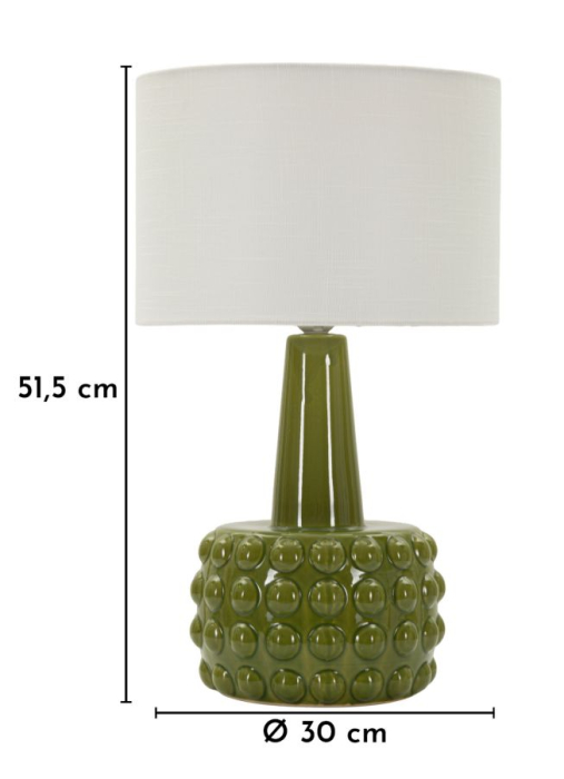 Veioză verde bază texturată buline abajur alb [6]