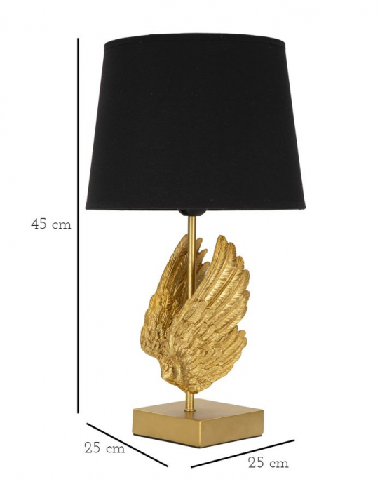 Veioza Wings, rasina/metal/textil, auriu/negru, Mauro Ferretti [6]