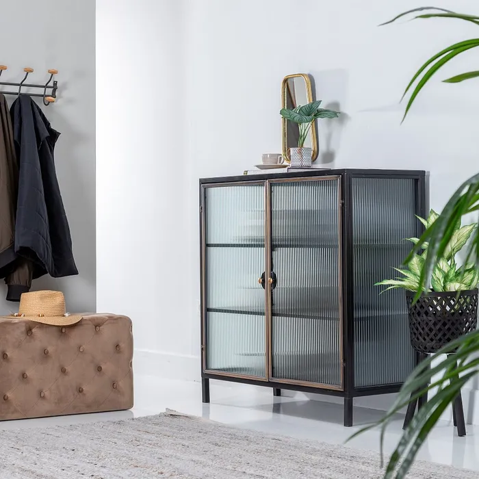vitrina eleganta cu rafturi de sticla CreativDeco [4]
