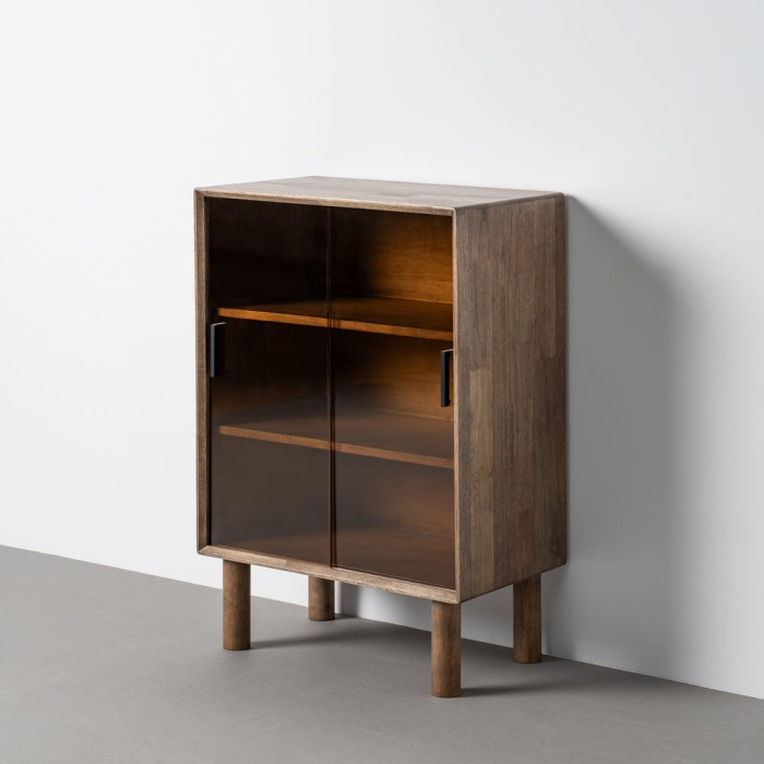 Vitrina din lemn maro cu usi din sticla securizata [2]