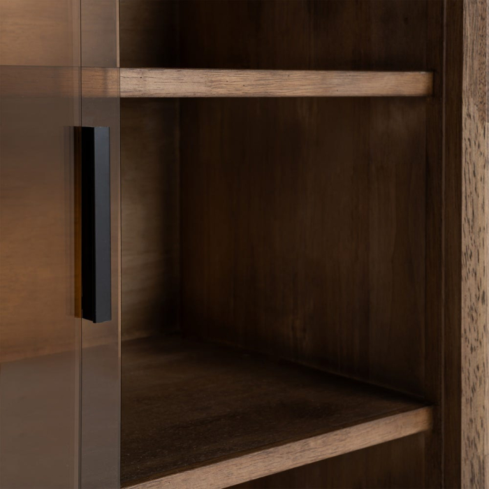 Vitrina din lemn maro cu usi din sticla securizata [8]