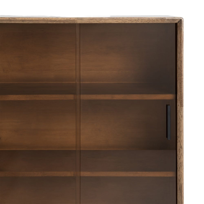 Vitrina din lemn maro cu usi din sticla securizata [9]