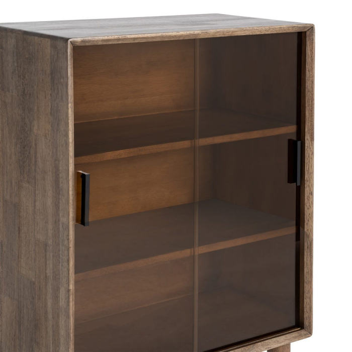 Vitrina din lemn maro cu usi din sticla securizata [6]