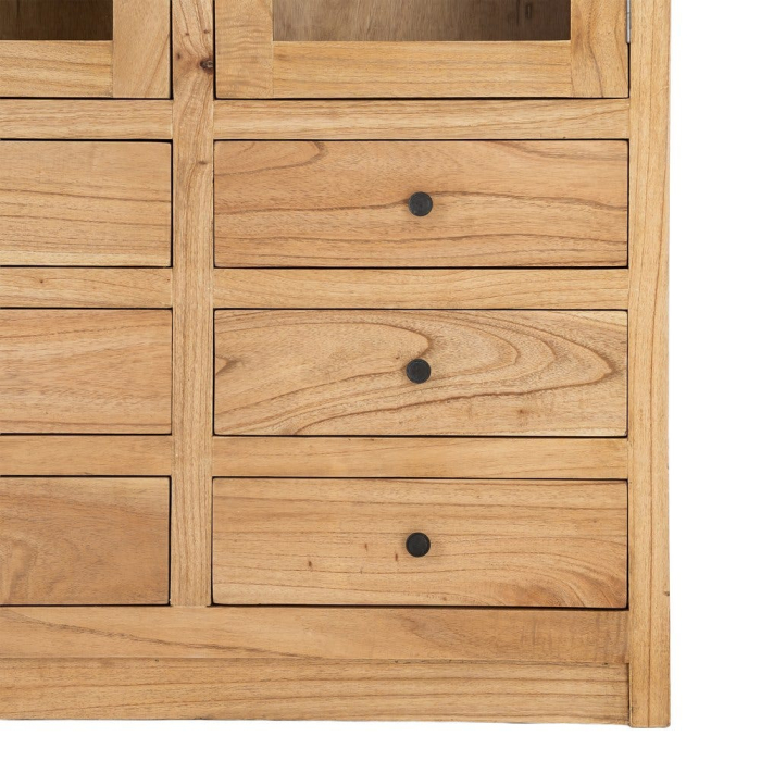 Vitrină din lemn de mindi si sticla maro cu 6 sertare 90x40x180 cm [10]