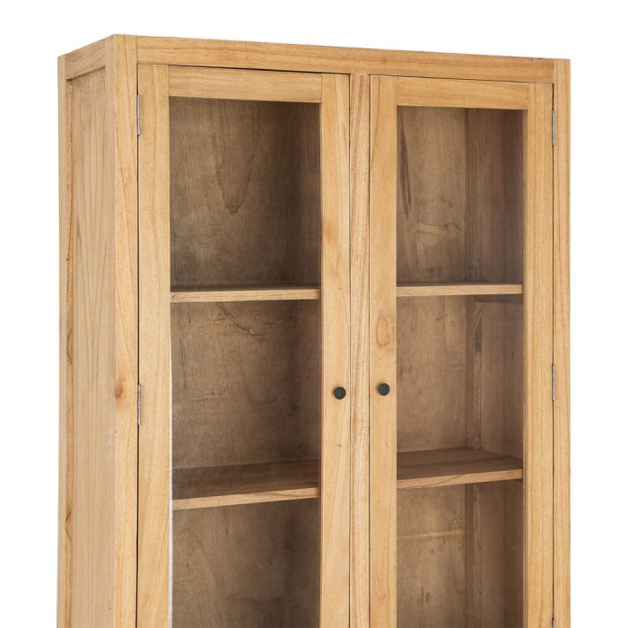 Vitrină din lemn de mindi si sticla maro cu 6 sertare 90x40x180 cm [5]