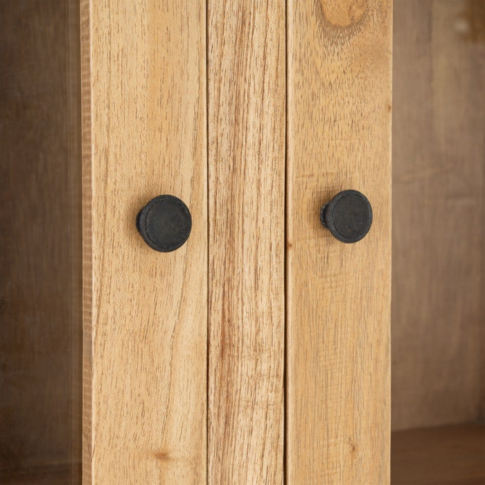 Vitrină din lemn de mindi si sticla maro cu 6 sertare 90x40x180 cm [7]