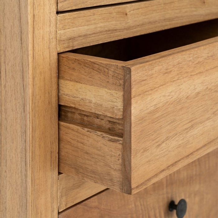 Vitrină din lemn de mindi si sticla maro cu 6 sertare 90x40x180 cm [9]