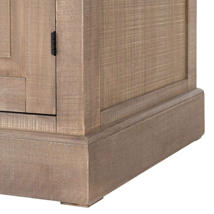 Vitrină din lemn de pin cu aspect natural cu usi metal negru si sticla [11]