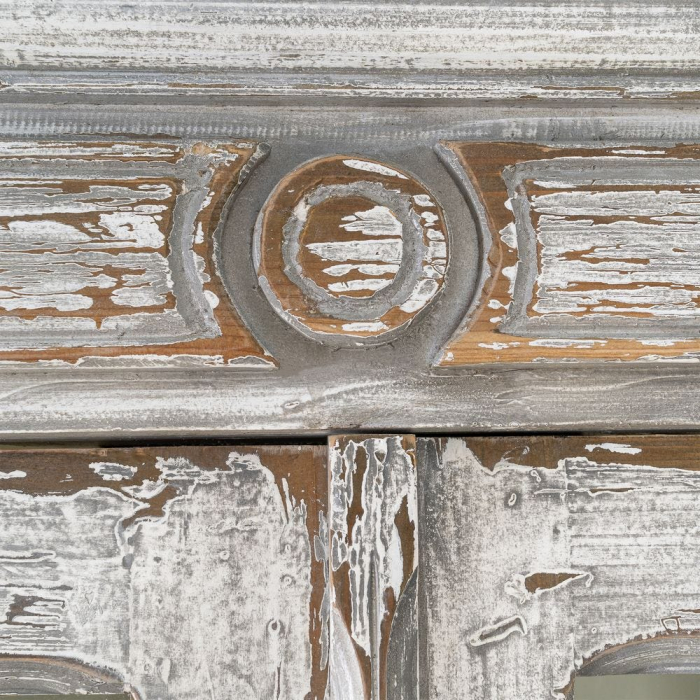 Vitrină din lemn reciclat alb antichizat cu usi din sticla 100x45x202 cm [10]