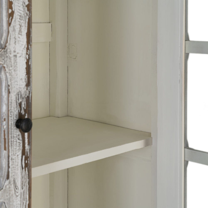 Vitrină din lemn reciclat alb antichizat cu usi din sticla 100x45x202 cm [8]