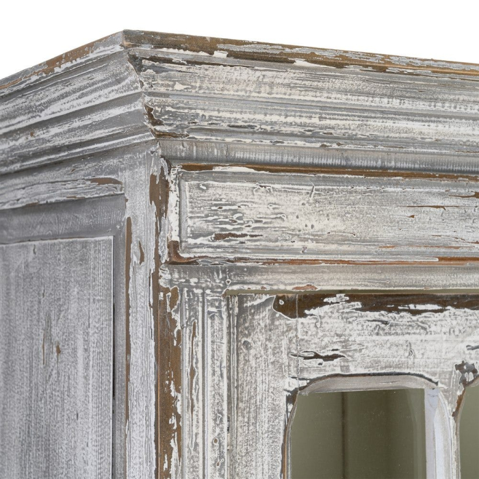 Vitrină din lemn reciclat alb antichizat cu usi din sticla 100x45x202 cm [6]