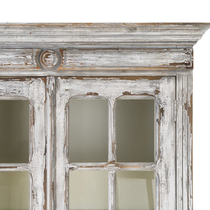 Vitrină din lemn reciclat alb antichizat cu usi din sticla 100x45x202 cm [9]