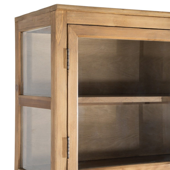 Vitrină din lemn reciclat maro cu usi din sticla si 3 module 155x40x202 cm [7]