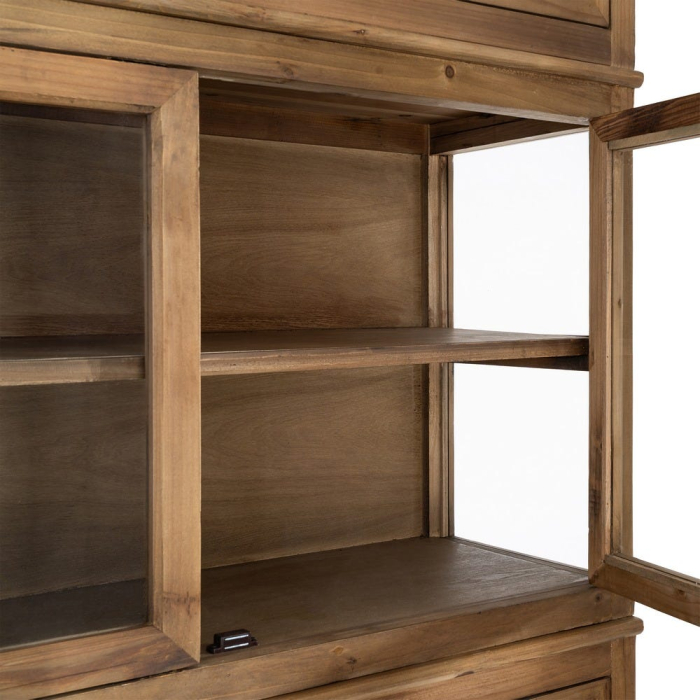 Vitrină din lemn reciclat maro cu usi din sticla si 3 module 155x40x202 cm [10]