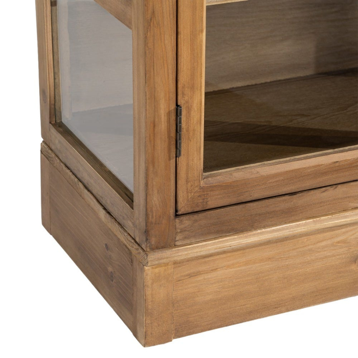 Vitrină din lemn reciclat maro cu usi din sticla si 3 module 155x40x202 cm [11]