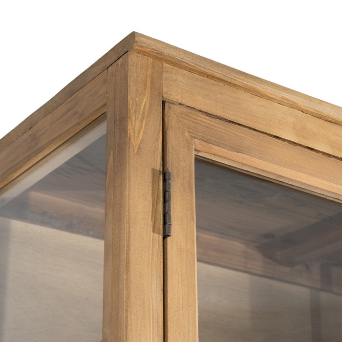 Vitrină din lemn reciclat maro cu usi din sticla si 3 module 155x40x202 cm [6]