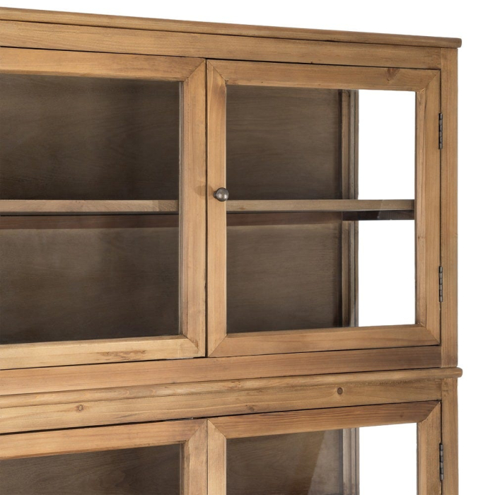 Vitrină din lemn reciclat maro cu usi din sticla si 3 module 155x40x202 cm [5]