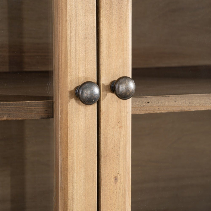 Vitrină din lemn reciclat maro cu usi din sticla si 3 module 155x40x202 cm [9]